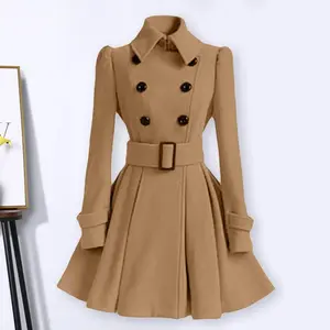 Autumn elegant woolen coat Fashion Lace-Up