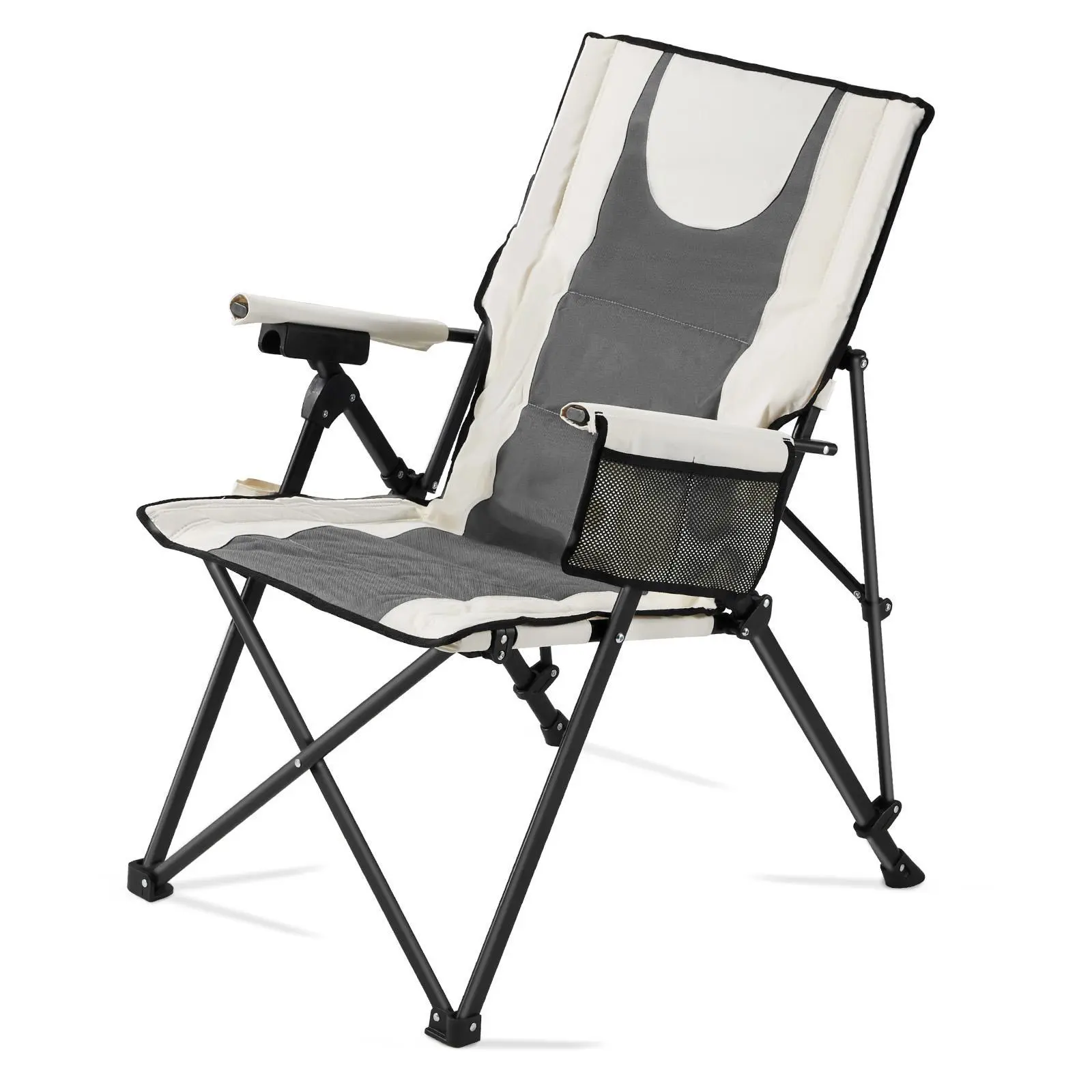 【SummerFinds】VEVOR Folding Camping Chair, 3 Reclining Positions, Outdoor High Back Camping Chair, 260lbs Weight Capacity, Full Padded Beach Chairs with Armrest & Headrest, Portable Lawn Chairs for Sports Travel