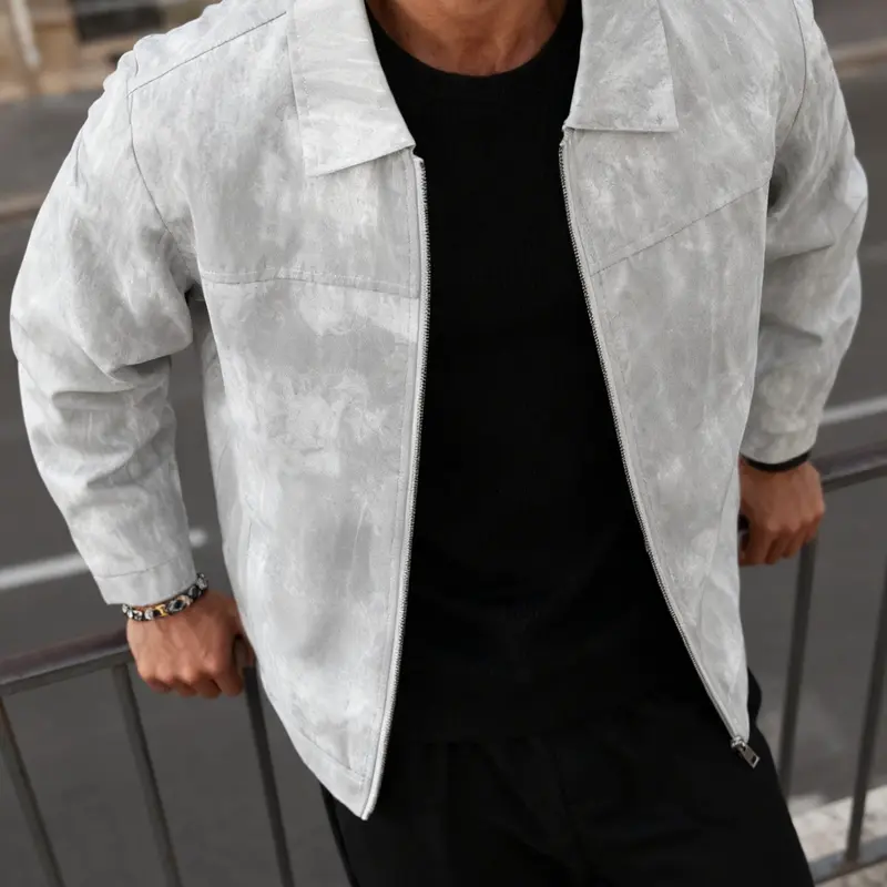 Men's Lightweight Casual Jacket, Zip Closure, Tie Dye Design, Polyester, Spring Fall, Daily Wear, Travel, Formal