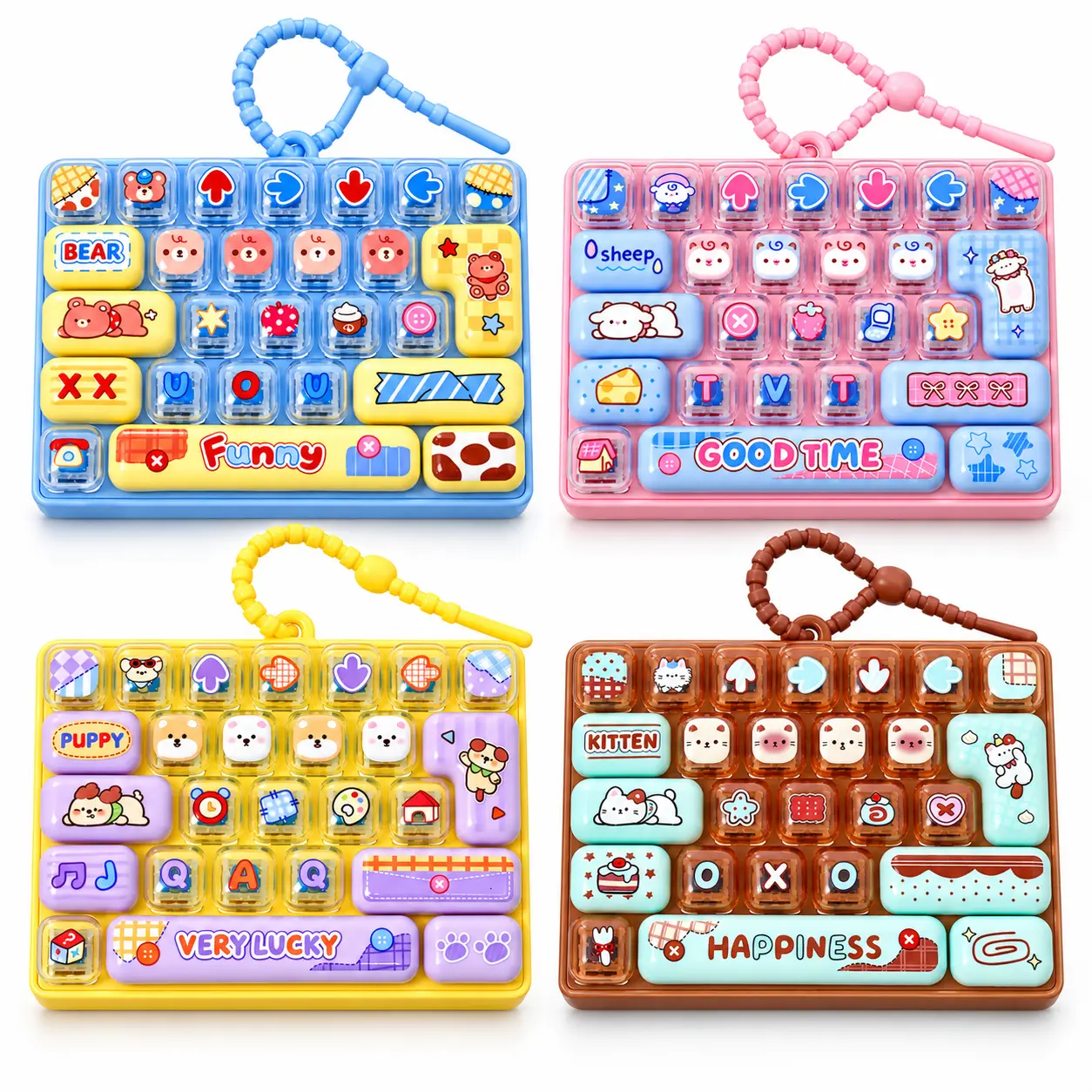26-Key Mini Fidget Keyboard Keychain, Portable Sensory Stress Relief Toy, Cute Clicky Keyboard Bag Charm for Backpack, Purse & Keys, Fun Gift for Kids, Teens & Adults