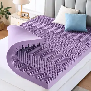 3 Inch 7-Zone Queen Mattress Topper, Egg Crate Memory Foam Mattress Topper Queen Size for Back Pain, Lavender Cooling Gel Infused Bed Pad, CertiPUR-US and Oeko-TEX Certification (60"×80")