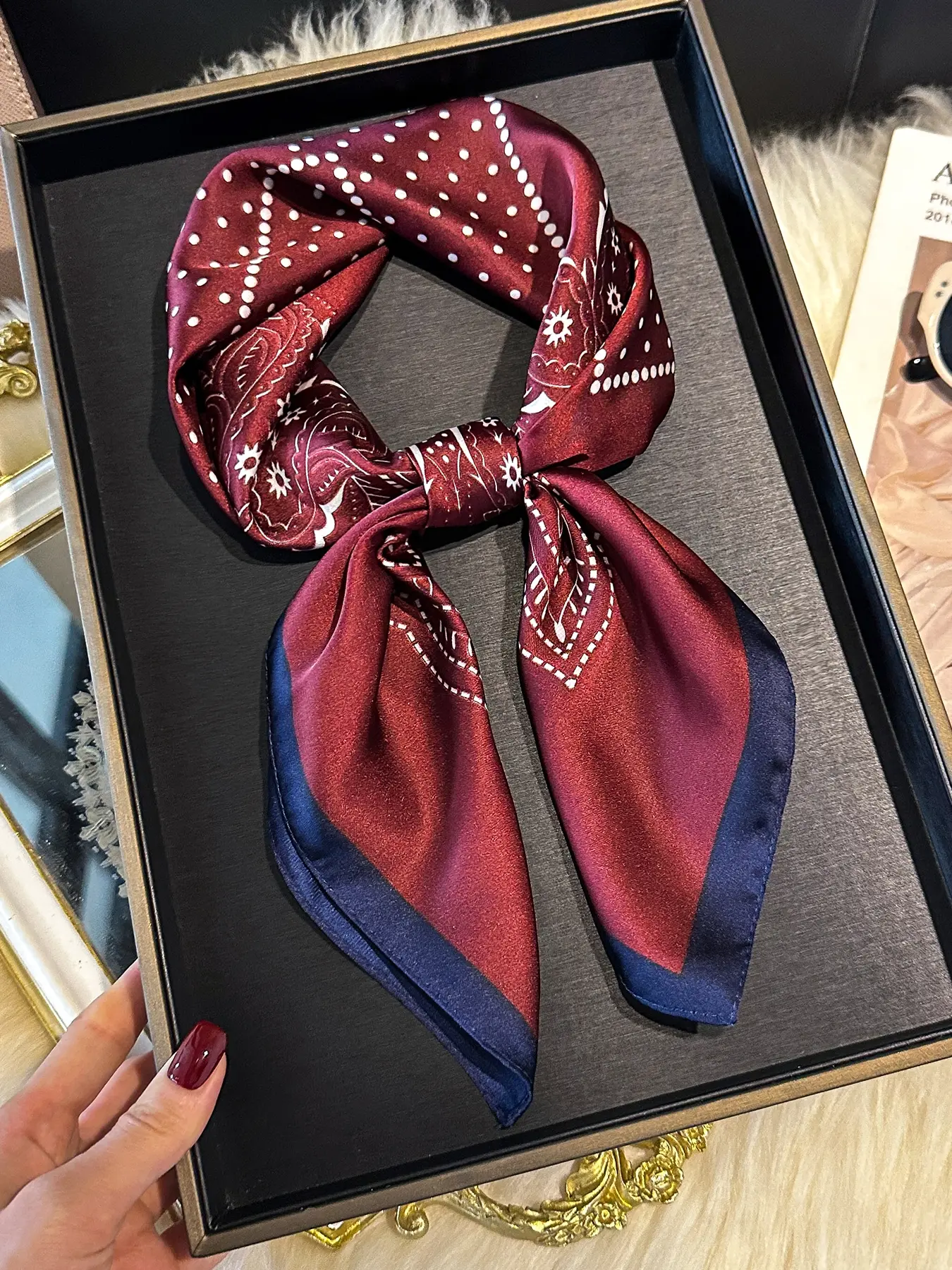 Women's Fashionable Paisley Print Square Scarf, Casual Versatile Printed Polyester Scarf for Women, Fashion Accessories for Daily Wear, Perfect for Fashion and Outdoor Activities, Fashion Hair Scarves, Square Head Scarves, Fashion Headscarf