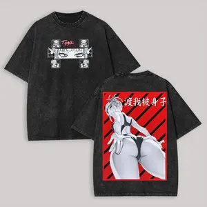 valentine shirts Toga Himiko Washed T-Shirt Oversized Unisex Washed Retro top Japanese hot Anime hot product Couples Streetwear Trendy Cotton tee