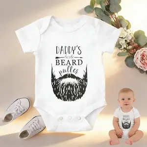 Baby Onesie Daddy's Little Beard Pulls Print 100% Pure Cotton Non-Irritating Snap Closure Breathable Perfect For Gifting & Everyday
