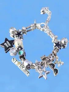 Stargirl Music Festival Fashion Bracelet, Leopard Star Charm Bracelet, Y2K Rock Star DIY Bracelet, Punk Disco Ball Bracelet
