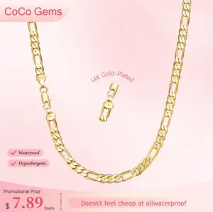 (Advanced Craftsmanship) Men’s 14K Gold Plated Figaro Chain Necklace – Italian Style Cuban Link, 2mm-10mm Width, 20-26 Inch, Tarnish Resistant, Layered Hip Hop Street Jewelry, Best Gift for Men