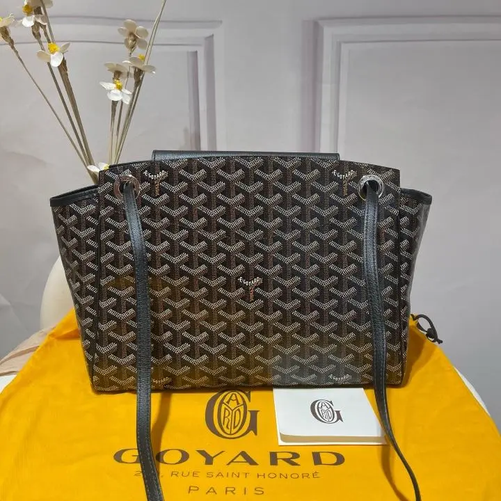 Pre-owned Goyard Rouette Souple PM Bag in Black and Tan Goyardine ZX211