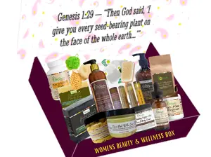 His Garden Naturals Womens Beauty & Wellness Box with Organic Hair & Skincare Products and Spa Supplies for Holistic Self-Care