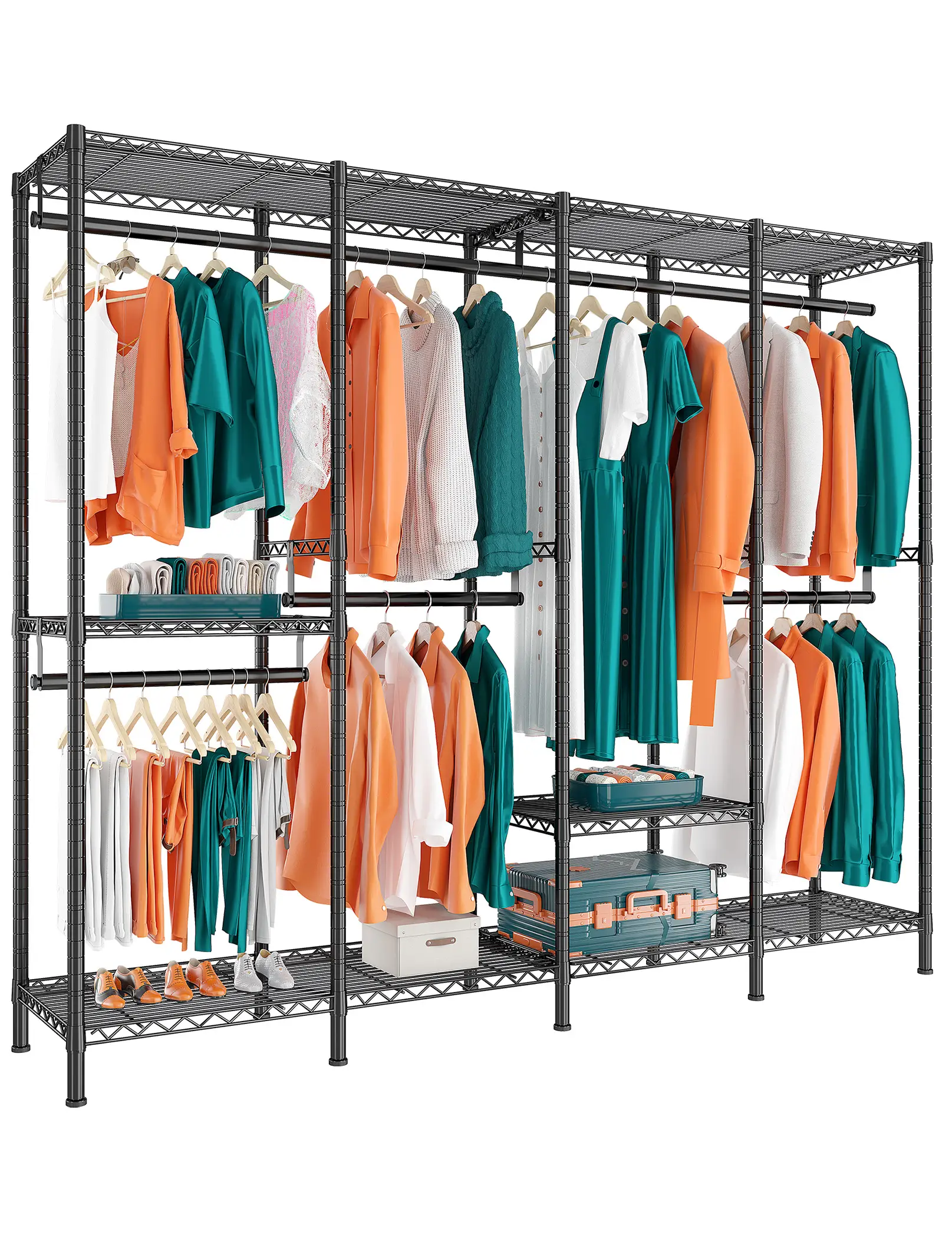 Raybee Furniture Clothes Rack, Clothing Rack 990LBS Clothing Racks for Hanging Clothes Heavy Duty Clothes Rack Metal Garment Rack Freestanding Closet