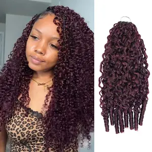 【New Color】Asakiss 99J Burgundy Crochet Human Hair Bundles Burmese Curly Highlight Honey Blonde T1B/30 Ombre Brown Crochet Hair for Miracle Knots Pre-Separated 50g/Pack 40 Strands/Pack Time-Saving Hair 4-5 Packs for Full Head Protective Hairstyles
