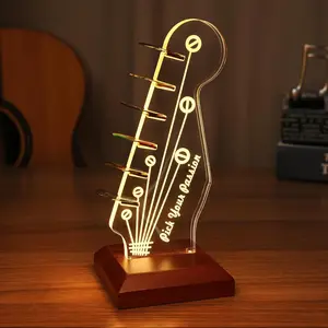 Light Up Guitar Pick Holder,   Desktop Pick Holder with Picks Display, Guitar Accessories Guitar Gifts for Guitar Players Enthusiasts