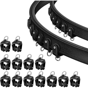 Curtain Track Rollers, Flexible Bendable Curtain Track Glider 40 Pack Black Drapery Runners for Window Shower Curtain