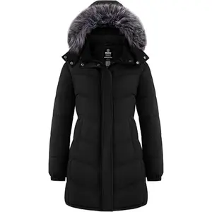 Women's Plus Size Long Hooded Winter Coat Warm Quilted Puffer Jacket