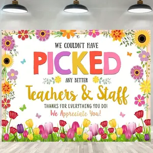 Floral Pattern Teacher Appreciation Banner, Colorful Floral Design Thank You Banner, Indoor Outdoor Decor for Graduation Thank You Events, Ornaments