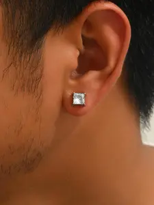 Rhinestone Decorated Magnetic Ear Cuff, Fashionable Square Design Earrings for Women & Men for Daily & Party Decoration, Trendy All-match & Exquisite Jewelry for Birthday Gift