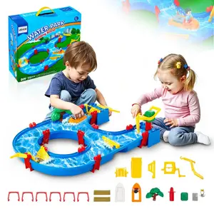 VEVOR Water Table for Toddlers, Kids Activity Play Waterway, Outdoor Summer Water Park Playset with 39PCS Accessories for Backyard Lawn Beach, Activity Sensory Play Table for 3+ Years Boys Girls