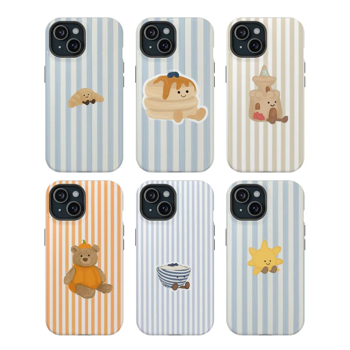 Cute Jelly Cat Phone Case, Striped Pastel Shockproof Case Cover Compatible With iPhone 17 16 15 14 13 12 11 Pro Max , Galaxy S26 S25 S24 S23 S22 S21 Ultra, Gift For Fans, Shell, Custom