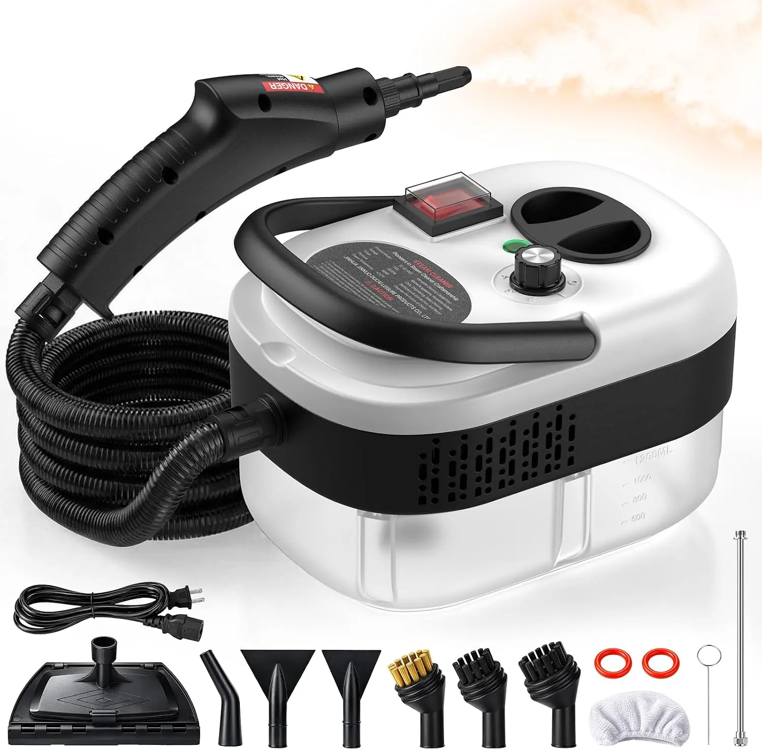 2500W Handheld Steam Cleaner, Portable High-Temperature Steam Cleaner for Car Detailing & Home, Powerful Steam Cleaning Machine for Kitchen, Furniture, Grout, Floors & Tiles