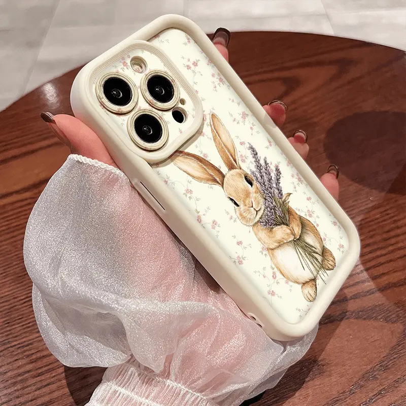Phone case: Rustic Fresh Lavender Bunny with Floral Background Pattern Phone Case for iPhone 16/16Pro/16ProMax/16Plus/15/15Plus/15Pro/15ProMax/14/14Plus/14Pro/14ProMax/13/13Pro/13ProMax/12/12Pro/12ProMax/11/11Pro/11ProMax/7/8plus/XR/Xs/XsMax Premium