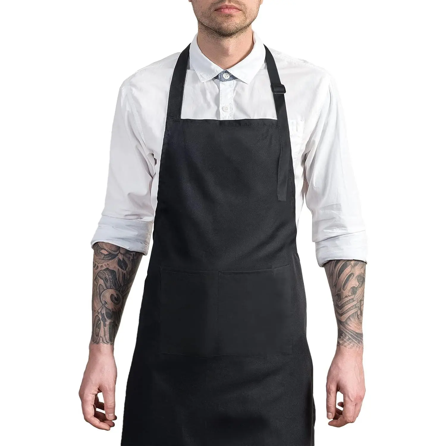 Adjustable Bib Apron, , with 2 Pockets,  Strap and Extra Long Tie, Cooking Kitchen Aprons for Unisex