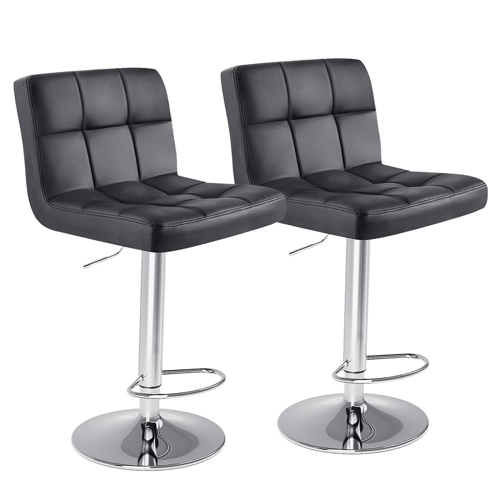 PU Leather Adjustable Swivel Bar Stool,Kitchen Counter Height Bar Stool,Thick Seat Cushion Square Island Bar Stool with Backrest 2 Piece Set