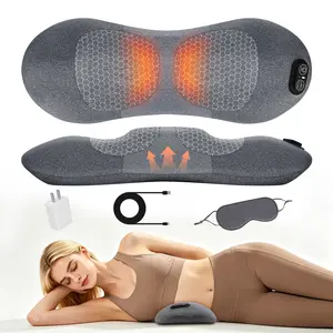 Ergonomic hot compress lumbar pillow slow rebound memory cotton lumbar traction pad with three levels of hot compress bed, office car, soothing lower back pain, waist protection pillow