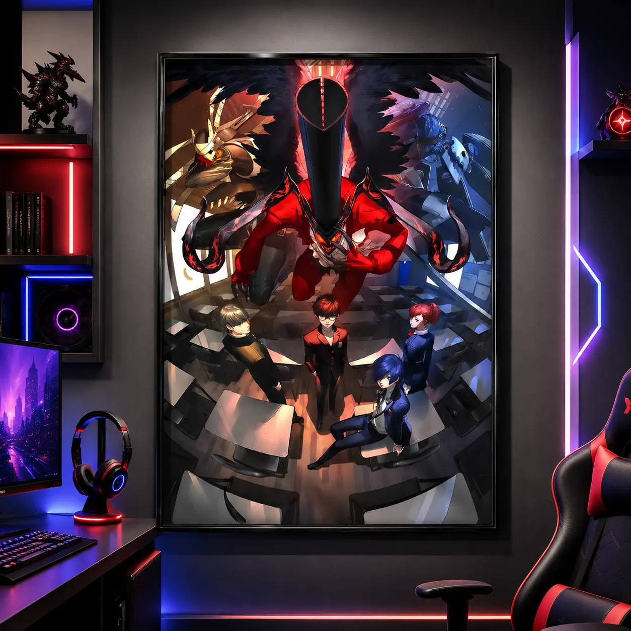 Persona 3-5 Bundle Artistic Canvas Wall Art Print, Investigation Team-Phantom Thieves Anime Manga Poster, RPG Gaming Room Decoration Gift for Fans, Home Decor for Bedroom Office