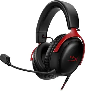 HyperX Cloud III Gaming Headset - Angled 53mm Drivers, Noise-Cancelling Mic, DTS Spatial Audio, Comfortable Design for Gamers
