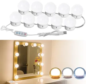 Led Vanity Mirror Lights,Vanity Lights for Makeup Dressing Mirror Lighting,10 Dimmable Bulbs,Adjustable Light Color & Brightness,USB Cable,Mirror not Included