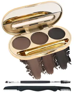 Eyebrow Powder Makeup Kit- Eye Brow Tinting Powder Palette for Women Eyebrows Long-Lasting Waterproof, Dark Light Black Brown Brow Filler, Enhance & Define Brows, With Mirror, Brow Tool-Set 03
