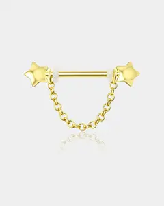 2PCS Star Chain Nipple Barbell