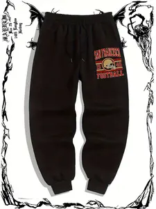 Men's San Francisco Team Print Joggers - Heavy-Duty Athletic Pants with Elastic Drawstring Waist & Zipper-Free Pocket