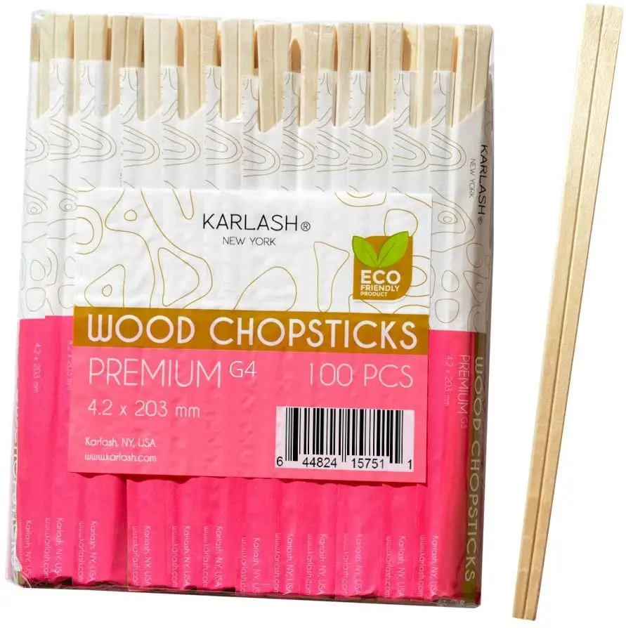 Karlash Wood Chopstick Premiun Quality (G4) 100 pcs   4.2 x 203 MM Eco Friendly