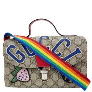 Pre-owned GUCCI Canvas Messenger Bags Yuko Higuchi Children GG Supreme Messenger Bag Beige