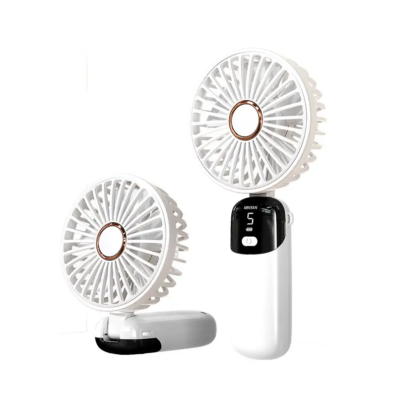 Portable Mini Handheld Fan - Cordless Battery Operated USB & Mobile Fan with Digital Display, 5 Speeds, 90° Adjustable Foldable Design, Rechargeable for Outdoor, Desktop Use, Portable Fan, Mini Portable Fan