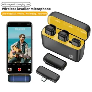 Wireless Mini Lavalier Microphone for iPhone or Android, Intelligent Noise Cancelling, Auto Gain Control, Lightweight Design, 48H Working Time with Charging Case, Chargeable, Ideal for Vlog, Podcast and Live Streaming