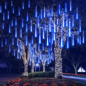 LED Meteor Shower Rain Lights, 30CM 144-LED Waterproof Fairy String Light Set with Rain Effect, EU Plug 220V, for Christmas Tree Decoration, Patio Holiday Party Decor, Led Lights, Contemporary USB-Powered Lamp Rose