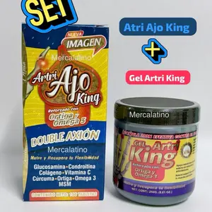 Daily Pack Supplement COMBO ESPECIAL Artri Ajo King 100 Tabs + Gel Artri King 250 gramos de Mexico for Joint Health supplements eocute natural capsules