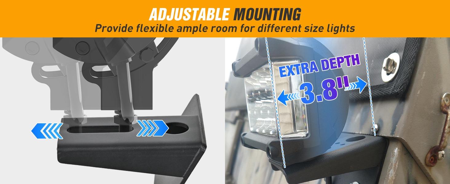 Nilight - 90026B 2PCS Jeep JK A-Pillar Windshield Hinge Mounting Brackets for Offroad LED Fog Light Halogen Work Light for 2007-2017 Jeep Wrangler JK,2 years Warranty,Black