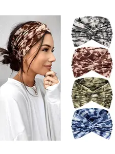 4 Pack Turban Headbands for Women Wide Vintage Head Wraps Knotted Cute Hair Bands Accessories