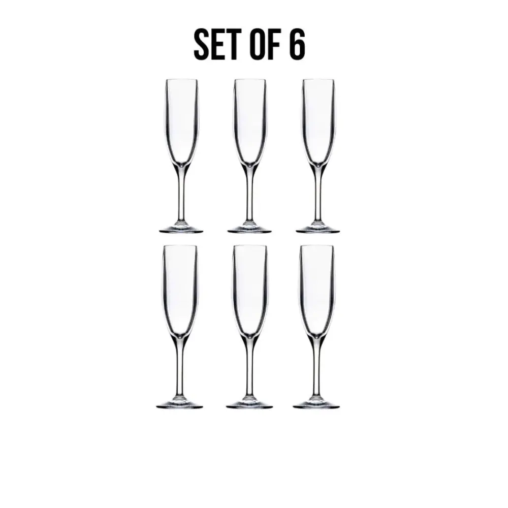 Bold Drinkware Revel Polycarbonate Champagne Flutes, Set of 6