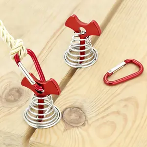 Three-Piece Extended Spring Fishbone Tent Pegs with Hooks, Outdoor Camping Shelter Windproof Rope Fixtures, Ideal for Hiking Paths