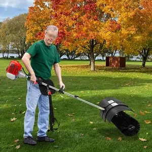 52CC Gas Power Lawn Sweeper 2 Stroke 20 Inch Brush Handheld Yard Cleaner 8500 RPM for Driveway Sidewalk Leaf Debris