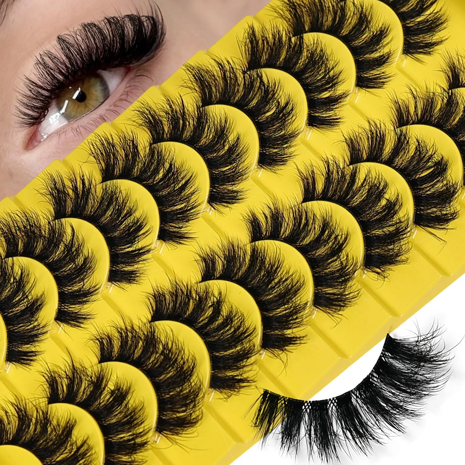 10 Pairs Fluffy Fake Lashes Artificial Lashes Wispy False Eyelashes Thick Volume Fake Lashes Curly Fake Eyelashes Eyelashes Set