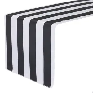 14 x 108 inch L'amour Satin Table Runner Black and White Striped