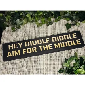Hey Diddle Diddle Aim for the Middle Bathroom Sign - Funny Bathroom Decor
