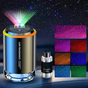 Smart Car Air Freshener Diffuser (Cologne) with Starry Sky Projection and 50ml Perfume, Auto On/Off Intelligent, 3 Mode Adjustable Rechargeable Aroma Diffuser, Universal For BMW Chevrolet Ford Honda Jeep Nissan Toyota Mercedes-Benz Hyundai Volkswagen