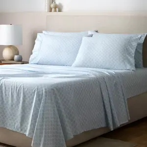 GAIAM Microfiber Cooling Wrinkle-Resistant Sheet Set Queen Dotted Fan Print Ice Blue