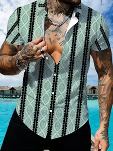 Men's Short Sleeve Shirt Print, Casual Fashion Top, Comfortable Breathable Daily Wear, Stylish Men's Clothing, Perfect for All Seasons