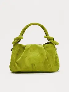 Soft Serve Faux Suede Satchel Bag - Chartreuse